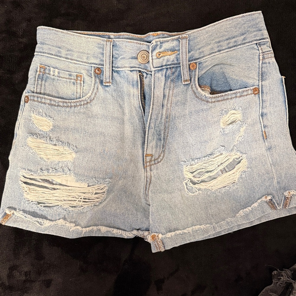 Aeropostale Light Blue Ripped Jean Shorts